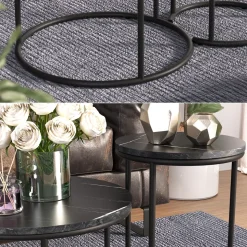 Couchtisch-Set Ottawa Schwarzer Marmor 55 x 55 cm 2 Teile Vicco