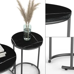 Couchtisch-Set Ottawa Schwarzer Marmor 55 x 55 cm 2 Teile Vicco