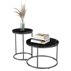 Couchtisch-Set Ottawa Schwarzer Marmor 55 x 55 cm 2 Teile Vicco