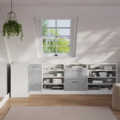 Dachschrägenschrank Eckschrank Rion Beton/Weiß 75.6 x 81.6 cm mit 1 Tür Vicco