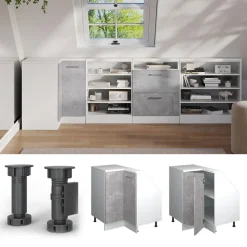 Dachschrägenschrank Eckschrank Rion Beton/Weiß 75.6 x 81.6 cm mit 1 Tür Vicco