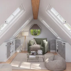 Dachschrägenschrank Eckschrank Rion Beton/Weiß 75.6 x 81.6 cm mit 1 Tür Vicco