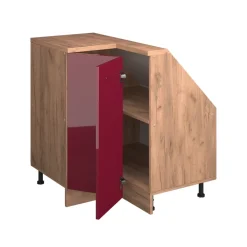 Dachschrägenschrank Eckschrank Rion Rot Hochglanz/Goldkraft Eiche 75.6 x 81.6 cm mit 1 Tür Vicco