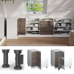 Dachschrägenschrank Eckschrank Rion Edelgrau/Weiß 75.6 x 81.6 cm mit 1 Tür Vicco