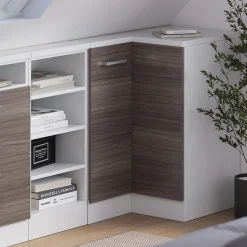 Dachschrägenschrank Eckschrank Rion Edelgrau/Weiß 75.6 x 81.6 cm mit 1 Tür Vicco