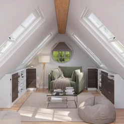 Dachschrägenschrank Eckschrank Rion Edelgrau/Weiß 75.6 x 81.6 cm mit 1 Tür Vicco