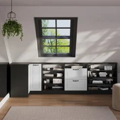 Dachschrägenschrank Eckschrank Rion Weiß Landhaus/Anthrazit 75.6 x 81.6 cm mit 1 Tür Vicco