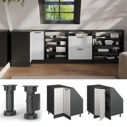 Dachschrägenschrank Eckschrank Rion Weiß Landhaus/Anthrazit 75.6 x 81.6 cm mit 1 Tür Vicco