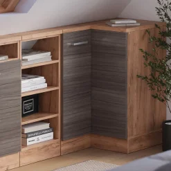 Dachschrägenschrank Eckschrank Rion Edelgrau/Goldkraft Eiche 75.6 x 81.6 cm mit 1 Tür Vicco