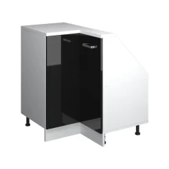 Dachschrägenschrank Eckschrank Rion Schwarz Hochglanz/Weiß 75.6 x 81.6 cm mit 1 Tür Vicco