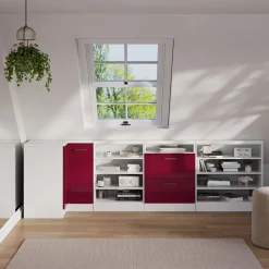 Dachschrägenschrank Eckschrank Rion Rot Hochglanz/Weiß 75.6 x 81.6 cm mit 1 Tür Vicco