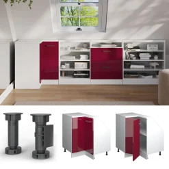 Dachschrägenschrank Eckschrank Rion Rot Hochglanz/Weiß 75.6 x 81.6 cm mit 1 Tür Vicco