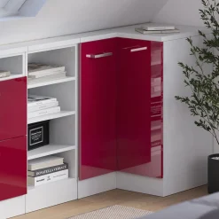 Dachschrägenschrank Eckschrank Rion Rot Hochglanz/Weiß 75.6 x 81.6 cm mit 1 Tür Vicco