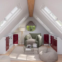 Dachschrägenschrank Eckschrank Rion Rot Hochglanz/Weiß 75.6 x 81.6 cm mit 1 Tür Vicco