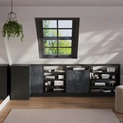 Dachschrägenschrank Eckschrank Rion Schwarz Beton/Anthrazit 75.6 x 81.6 cm mit 1 Tür Vicco