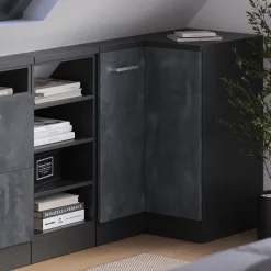 Dachschrägenschrank Eckschrank Rion Schwarz Beton/Anthrazit 75.6 x 81.6 cm mit 1 Tür Vicco