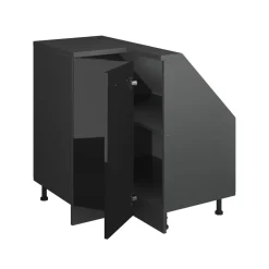 Dachschrägenschrank Eckschrank Rion Schwarz Hochglanz/Anthrazit 75.6 x 81.6 cm mit 1 Tür Vicco