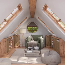 Dachschrägenschrank Eckschrank Rion Artisan-Eiche/Goldkraft Eiche 75.6 x 81.6 cm mit 1 Tür Vicco