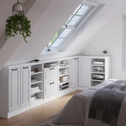 Dachschrägenschrank Eckschrank Rion Weiß Landhaus/Weiß 75.6 x 81.6 cm mit 1 Tür Vicco