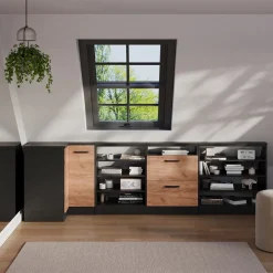 Dachschrägenschrank Eckschrank Rion Goldkraft Eiche/Anthrazit 75.6 x 81.6 cm mit 1 Tür Vicco