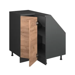 Dachschrägenschrank Eckschrank Rion Goldkraft Eiche/Anthrazit 75.6 x 81.6 cm mit 1 Tür Vicco