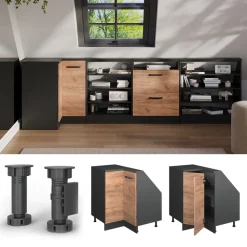 Dachschrägenschrank Eckschrank Rion Goldkraft Eiche/Anthrazit 75.6 x 81.6 cm mit 1 Tür Vicco