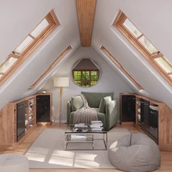 Dachschrägenschrank Eckschrank Rion Anthrazit Hochglanz/Goldkraft Eiche 75.6 x 81.6 cm mit 1 Tür Vicco