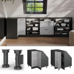 Dachschrägenschrank Eckschrank Rion Beton/Anthrazit 75.6 x 81.6 cm mit 1 Tür Vicco