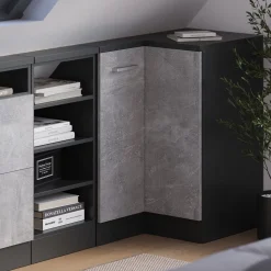 Dachschrägenschrank Eckschrank Rion Beton/Anthrazit 75.6 x 81.6 cm mit 1 Tür Vicco