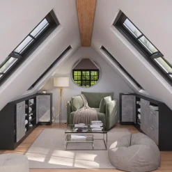 Dachschrägenschrank Eckschrank Rion Beton/Anthrazit 75.6 x 81.6 cm mit 1 Tür Vicco