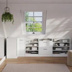 Dachschrägenschrank Eckschrank Rion Weiß Hochglanz/Weiß 75.6 x 81.6 cm mit 1 Tür Vicco