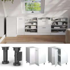 Dachschrägenschrank Eckschrank Rion Weiß Hochglanz/Weiß 75.6 x 81.6 cm mit 1 Tür Vicco