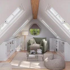 Dachschrägenschrank Eckschrank Rion Weiß Hochglanz/Weiß 75.6 x 81.6 cm mit 1 Tür Vicco