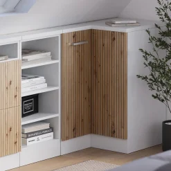 Dachschrägenschrank Eckschrank Rion Artisan Eiche/Weiß 75.6 x 81.6 cm mit 1 Tür Vicco