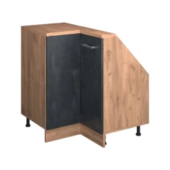 Dachschrägenschrank Eckschrank Rion Schwarz Beton/Goldkraft Eiche 75.6 x 81.6 cm mit 1 Tür Vicco