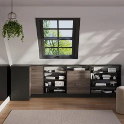 Dachschrägenschrank Eckschrank Rion Edelgrau/Anthrazit 75.6 x 81.6 cm mit 1 Tür Vicco