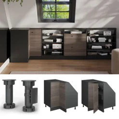 Dachschrägenschrank Eckschrank Rion Edelgrau/Anthrazit 75.6 x 81.6 cm mit 1 Tür Vicco