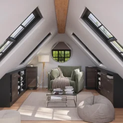 Dachschrägenschrank Eckschrank Rion Edelgrau/Anthrazit 75.6 x 81.6 cm mit 1 Tür Vicco