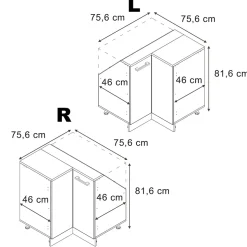 Dachschrägenschrank Eckschrank Rion Weiß Hochglanz/Anthrazit 75.6 x 81.6 cm mit 1 Tür Vicco