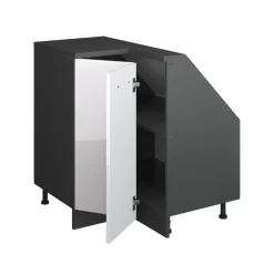 Dachschrägenschrank Eckschrank Rion Weiß Hochglanz/Anthrazit 75.6 x 81.6 cm mit 1 Tür Vicco