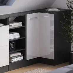 Dachschrägenschrank Eckschrank Rion Weiß Hochglanz/Anthrazit 75.6 x 81.6 cm mit 1 Tür Vicco