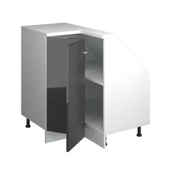 Dachschrägenschrank Eckschrank Rion Anthrazit Hochglanz/Weiß 75.6 x 81.6 cm mit 1 Tür Vicco