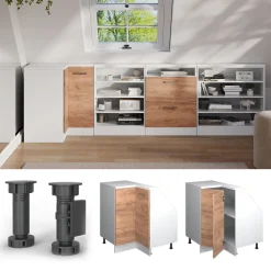 Dachschrägenschrank Eckschrank Rion Goldkraft Eiche/Weiß 75.6 x 81.6 cm mit 1 Tür Vicco