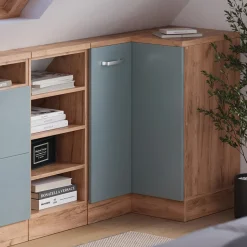 Dachschrägenschrank Eckschrank Rion Blau-Grau/Goldkraft Eiche 75.6 x 81.6 cm mit 1 Tür Vicco