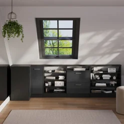 Dachschrägenschrank Eckschrank Rion Anthrazit Hochglanz/Anthrazit mit 1 Tür Vicco