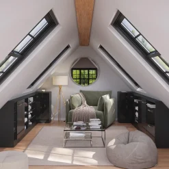 Dachschrägenschrank Eckschrank Rion Anthrazit Hochglanz/Anthrazit mit 1 Tür Vicco