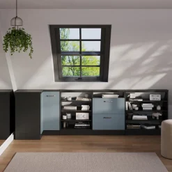 Dachschrägenschrank Eckschrank Rion Blau-Grau/Anthrazit 75.6 x 81.6 cm mit 1 Tür Vicco