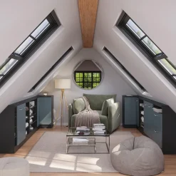 Dachschrägenschrank Eckschrank Rion Blau-Grau/Anthrazit 75.6 x 81.6 cm mit 1 Tür Vicco