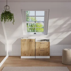 Dachschrägenschrank Rion Artisan Eiche/Weiß mit 2 Türen Vicco