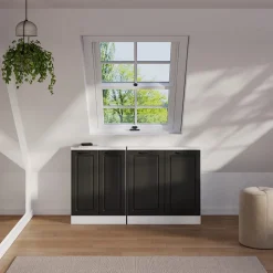 Dachschrägenschrank Rion Anthrazit Landhaus/Weiß mit 2 Türen Vicco